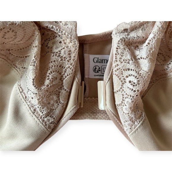 Glamorise bra beige with lace women’s size 44DD - Picture 6 of 12